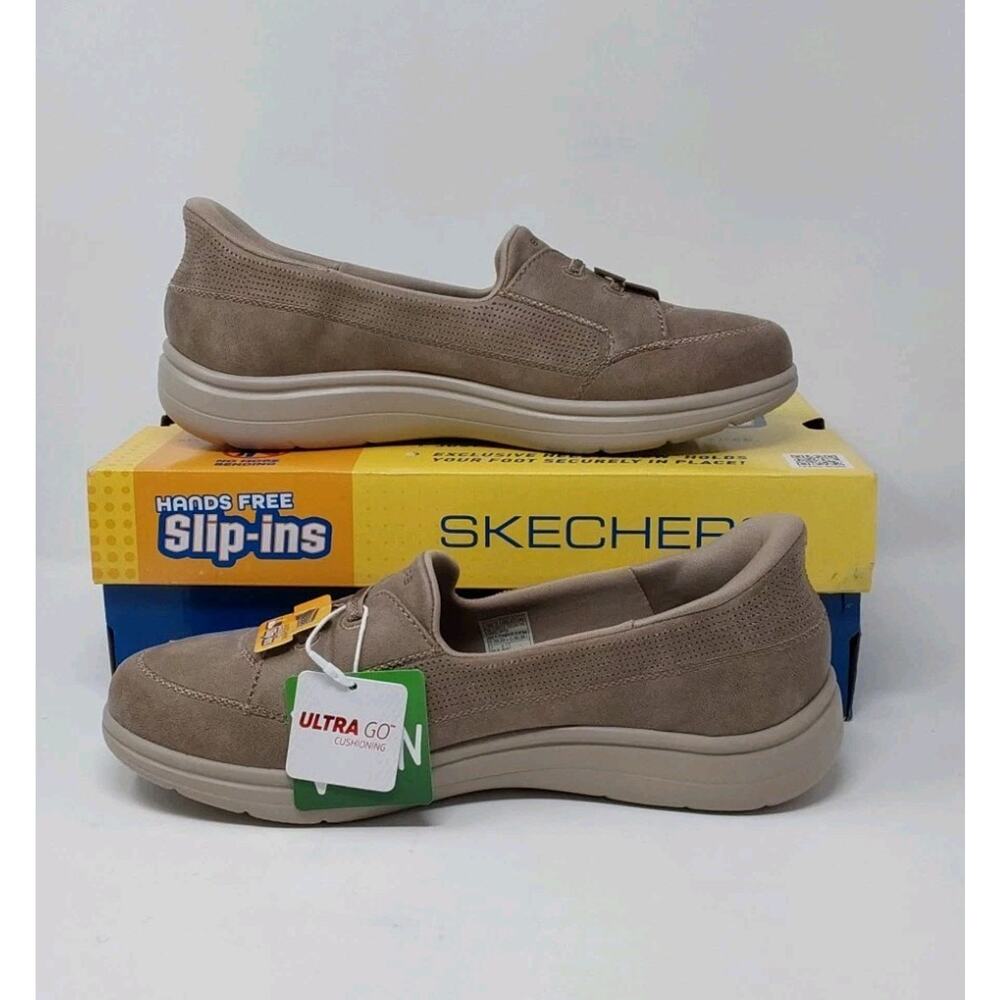Skechers Slip-Ins Go Walk Flex Taupe Womens Size 10 Vegan Ultra Go Comfort